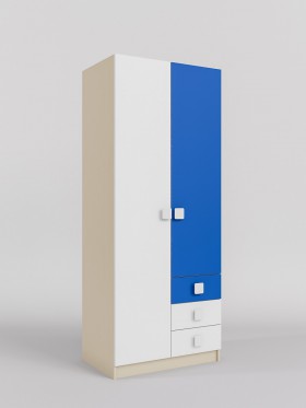 Шкаф 2-х створчатый с ящиками Скай (Синий/Белый/корпус Клен) в Полтавке - poltavka.katalogmebeli.com | фото