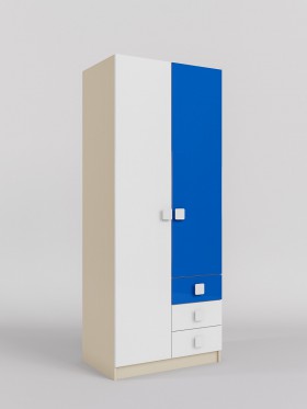 Шкаф 2-х створчатый с ящиками Скай люкс (Синий/Белый/корпус Клен) в Полтавке - poltavka.katalogmebeli.com | фото