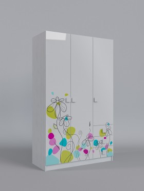 Шкаф 3-х створчатый с ящиками Флёр (Белый/корпус Выбеленное дерево) в Полтавке - poltavka.katalogmebeli.com | фото