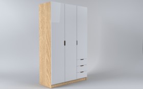 Шкаф 3-х створчатый с ящиками Лофт (Белый/корпус Дуб Сонома) в Полтавке - poltavka.katalogmebeli.com | фото