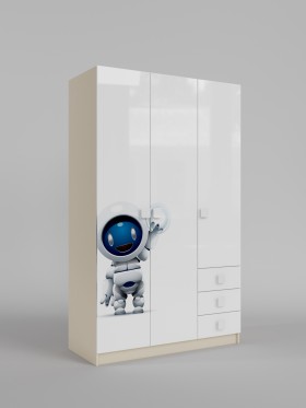 Шкаф 3-х створчатый с ящиками Санни (Белый/корпус Клен) в Полтавке - poltavka.katalogmebeli.com | фото