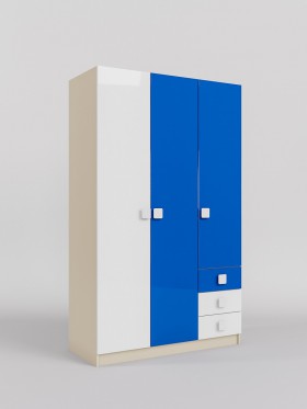 Шкаф 3-х створчатый с ящиками Скай люкс (Синий/Белый/корпус Клен) в Полтавке - poltavka.katalogmebeli.com | фото