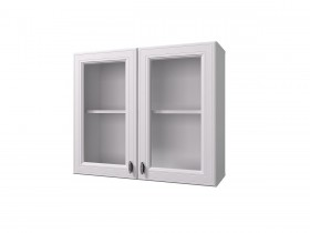 Шкаф 80 с 2-мя витринами Ева (Белый Софт/корпус Белый) в Полтавке - poltavka.katalogmebeli.com | фото