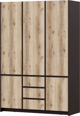 Модульная система "Прага" Шкаф для одежды трехстворчатый Дуб Венге/Дуб Делано в Полтавке - poltavka.katalogmebeli.com | фото