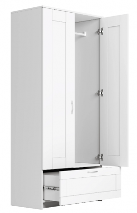 Шкаф двухдверный Сириус с 1 ящиком белый в Полтавке - poltavka.katalogmebeli.com | фото 3