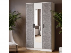 Шкаф комбинированный Ларс (1,2) с зеркалом белый/ателье светлое в Полтавке - poltavka.katalogmebeli.com | фото 3