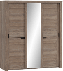 Шкаф трехдверный Соренто с раздвижными дверями Дуб стирлинг/Кофе структурный матовый в Полтавке - poltavka.katalogmebeli.com | фото