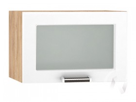 Шкаф верхний со стеклом Прага ШВГС 500 (Белое дерево/корпус дуб крафт золотой) в Полтавке - poltavka.katalogmebeli.com | фото