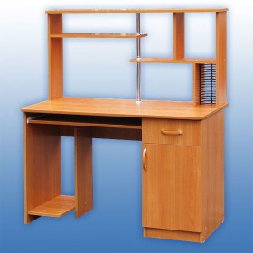 Компьютерный стол 1 с надстройкой (Венге/Дуб выбеленный) в Полтавке - poltavka.katalogmebeli.com | фото 3